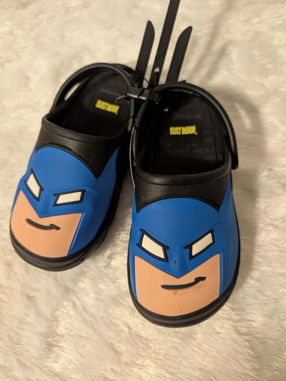 Batman Boys Blue & Black Slip-On Clog Sandals with Character Face (flaws)